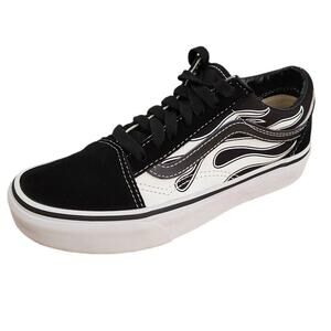 Vans Old Skool Flame White Black Low Top Lace Up Sneaker Shoes Women 5 like NEW